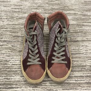 Golden Goose Slide Hi Top Glitter Pink Sneakers